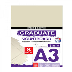 DALER ROWNEY : GRADUATE MOUNTBOARD A3 : IVORY : PACK OF 8 - Al Masam Stationery LLC