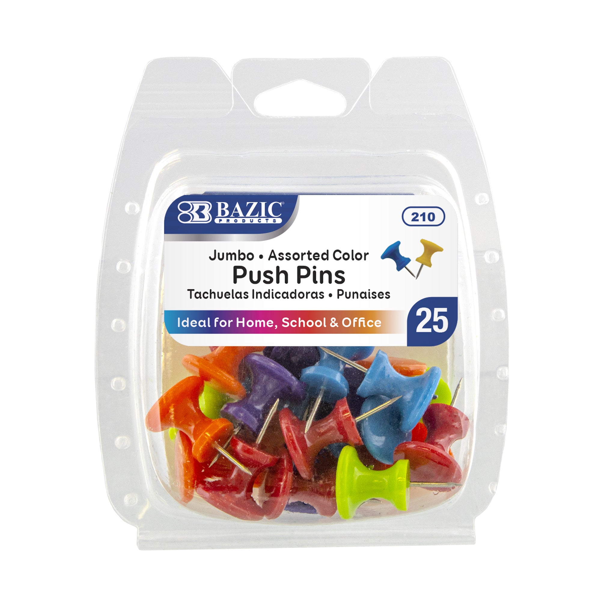 Hand Push Pins 25/Pack - (HD-0308B) - Al Masam Stationery LLC Main image