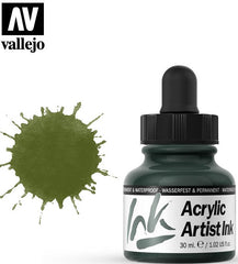 Vallejo Acrylic Artist Ink 30ml. Olive Green
