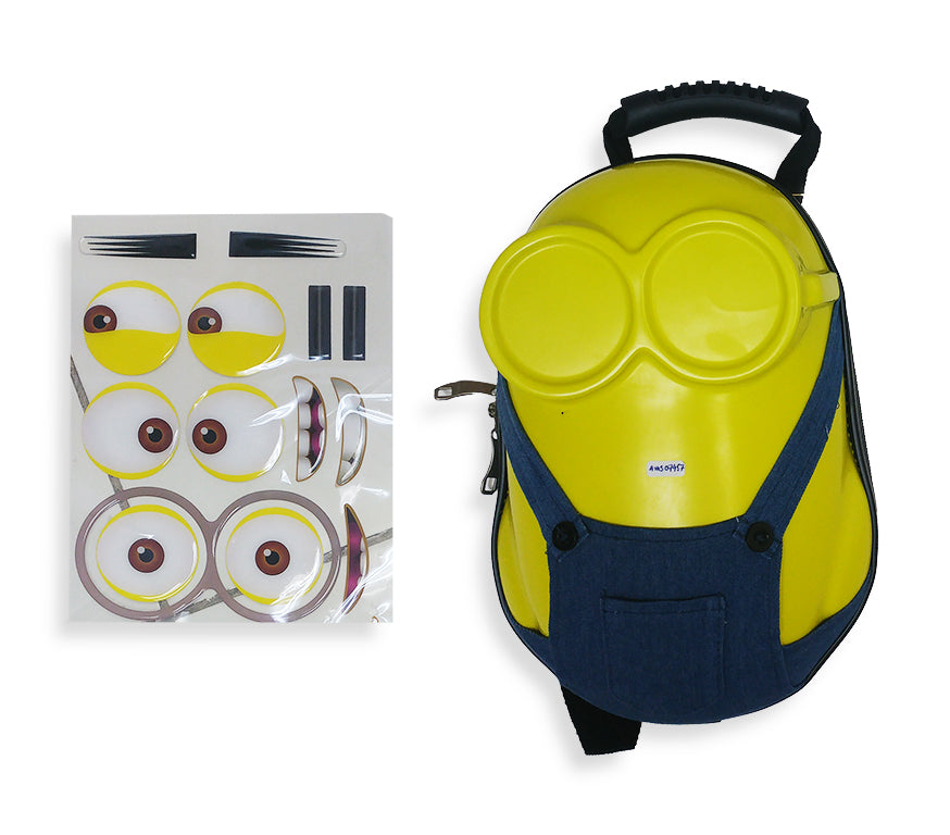 Minion Shape Backpack 13 inches with Expression Stickers - Al Masam Stationery LLC Main image