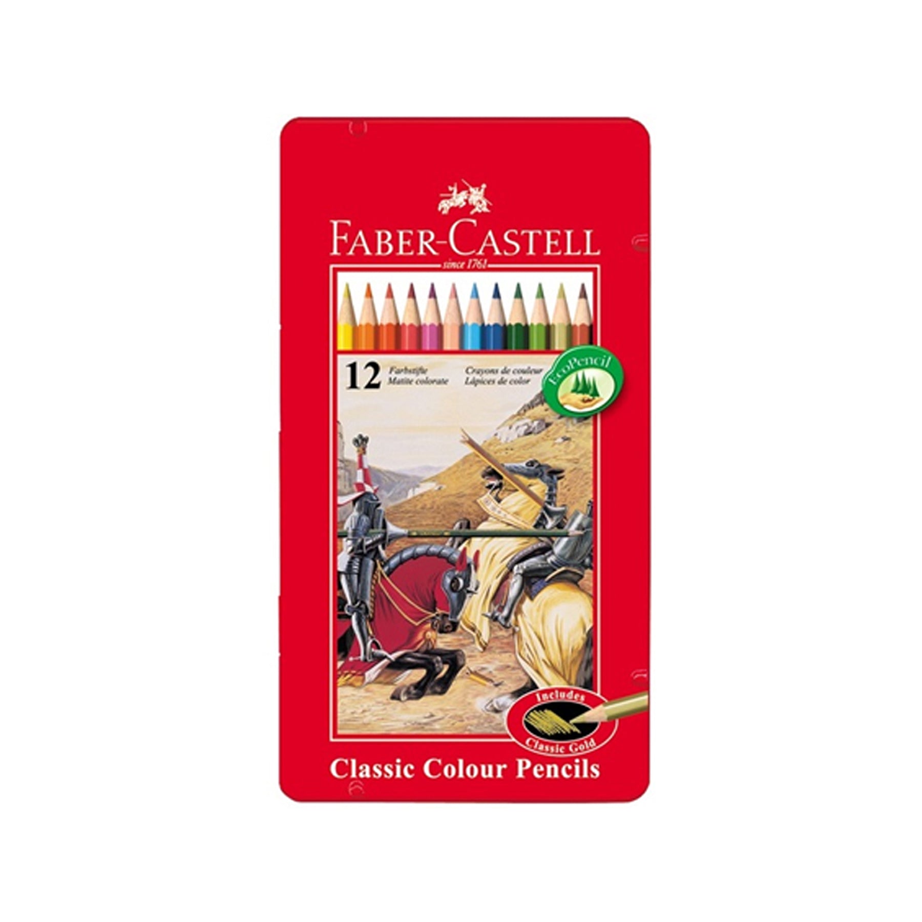 FABER-CASTELL Metal Tin 12 Color Classic Line-(115813) - Al Masam Stationery LLC