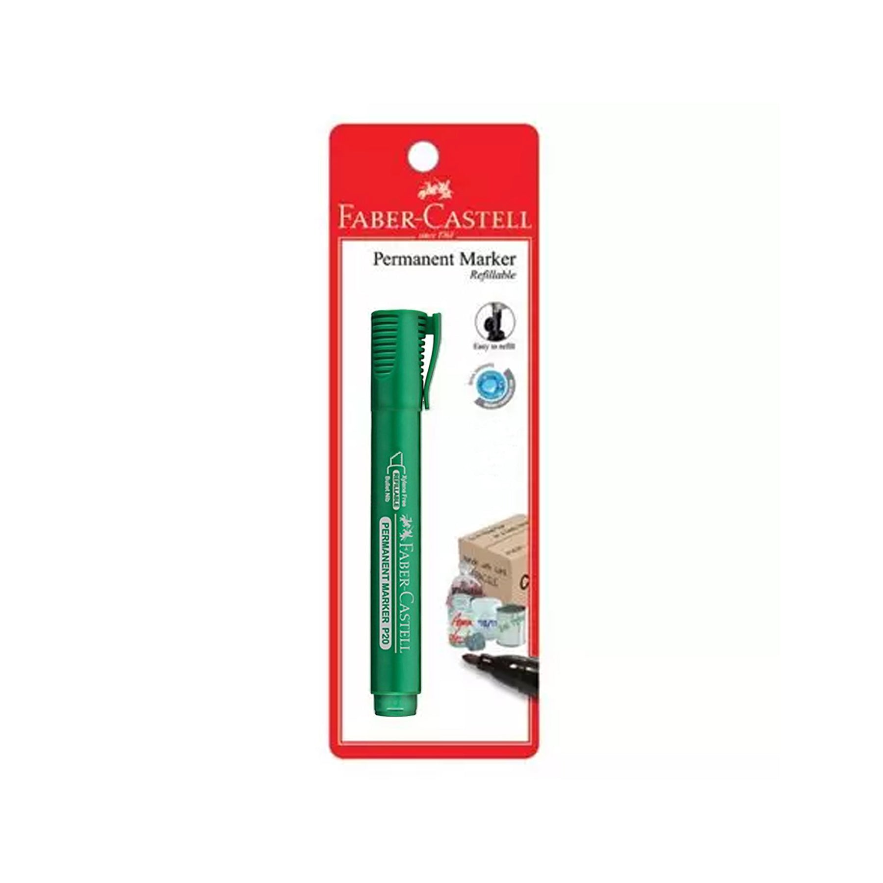 FABER-CASTELL PERM/MARKER P20 GRN B/C OF 1 B/TIP - Al Masam Stationery LLC