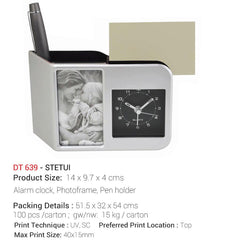 AMS-DT-639 - STETUI  - Alarm Clock, Photoframe, Pen Holder - Al Masam Stationery LLC