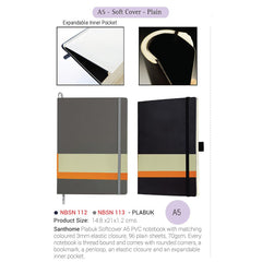 AMS-NBSN-112- PLABUK  - SANTHOME Soft Cover A5 Notebooks (Blank Sheets) - Al Masam Stationery LLC