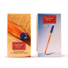 Signature Star (1.0mm Tip Ball Point Pen) (STR) - Black | Pack Containin 50 Piece - Al Masam Stationery LLC