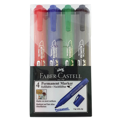 FABER-CASTELL Permanent Marker P50(253944)Set of 4 Chisel Tip - Al Masam Stationery LLC