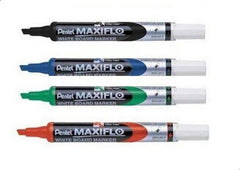 Pentel MWL6S Maxiflow White Board Marker Slim Chisel Tip Wallet of 4 Pcs - Al Masam Stationery LLC