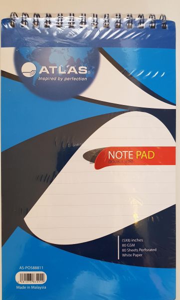 Atlas Double Wire Spiral Pad A5 80gsm,80Sheets - Al Masam Stationery LLC