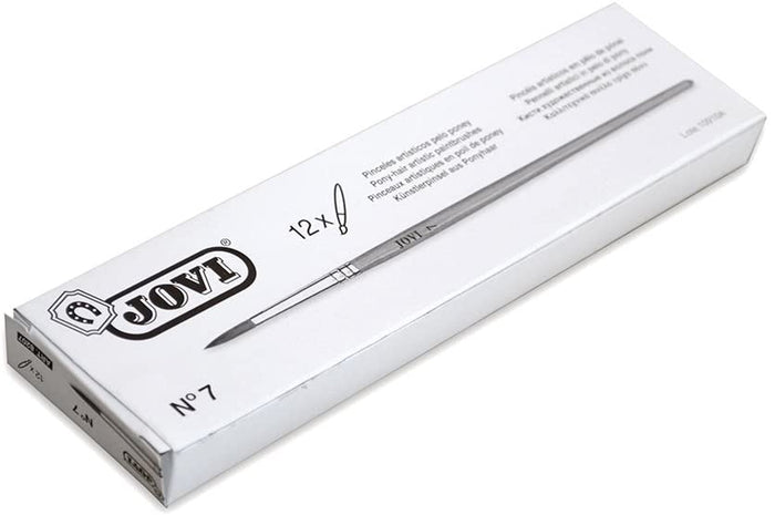 Jovi Water Color Brushes #7, set of artist brushes for watercolor painting with natural bristles and silver ferrules.