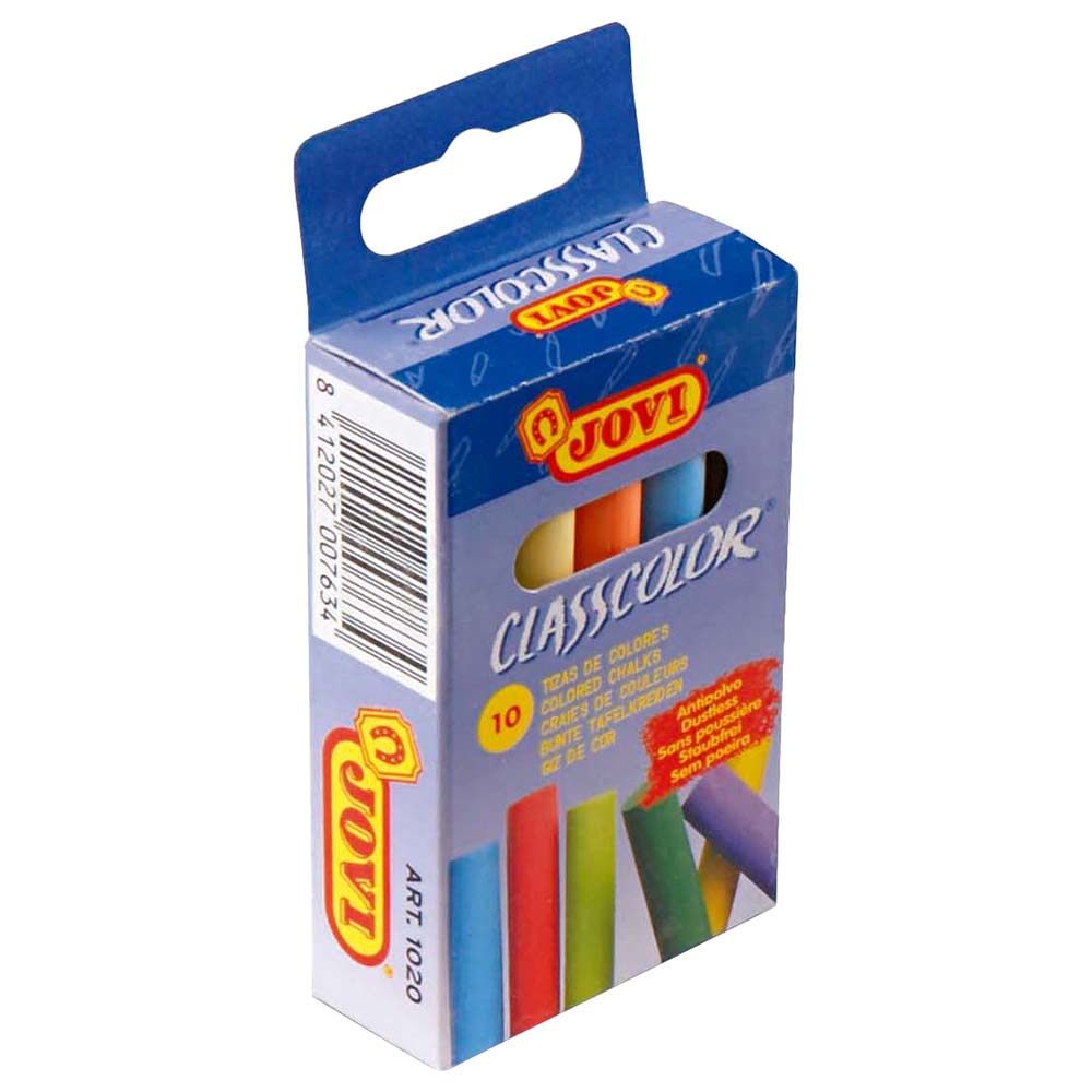 JOVI Dustless Colored Chalks 9mm x 80mm 10pc Box - Al Masam Stationery LLC Main image