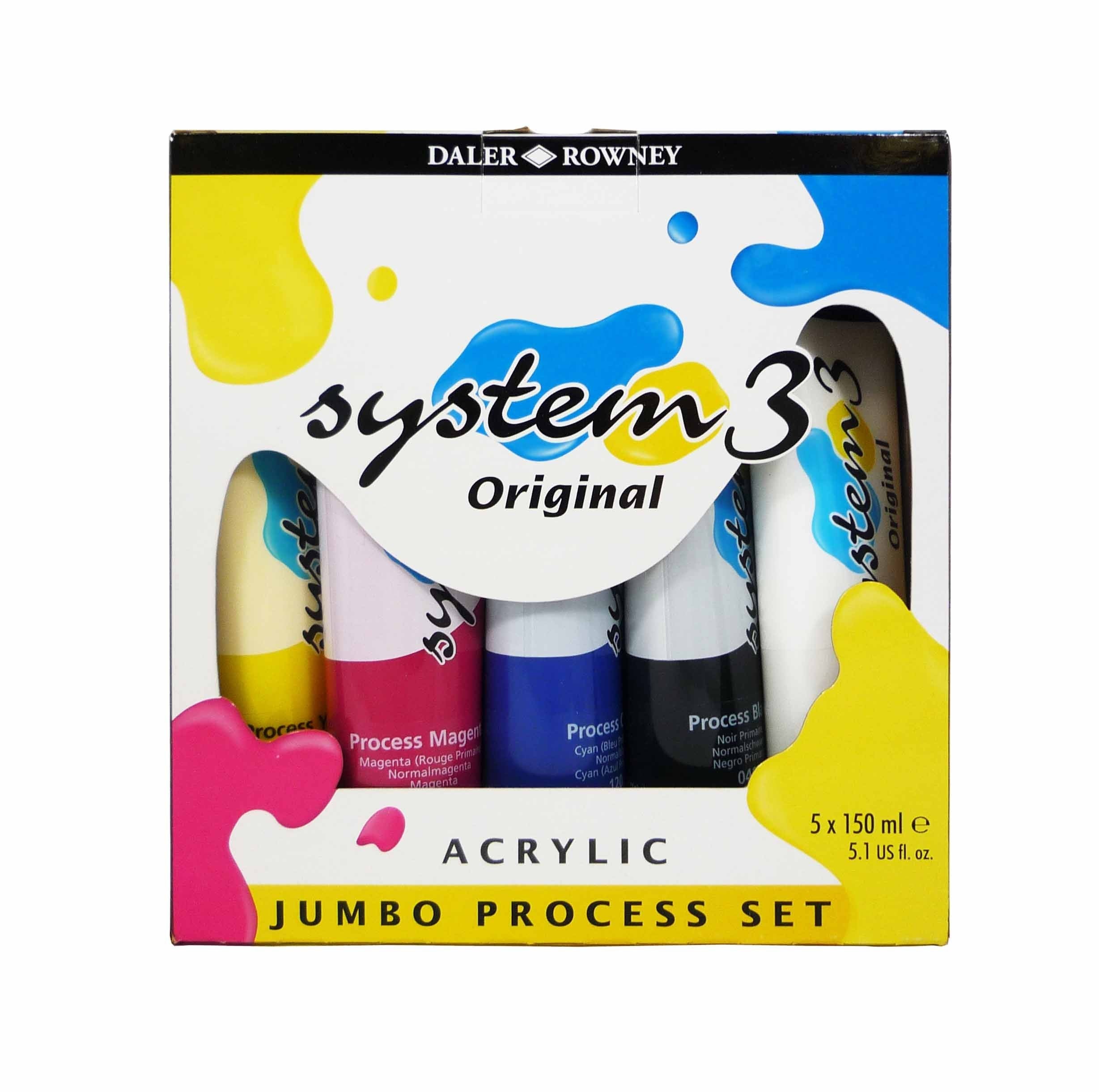 Daler Rowney Acrylic System 3 Original Set Jumbo Process 5 x 150ml - Al Masam Stationery LLC