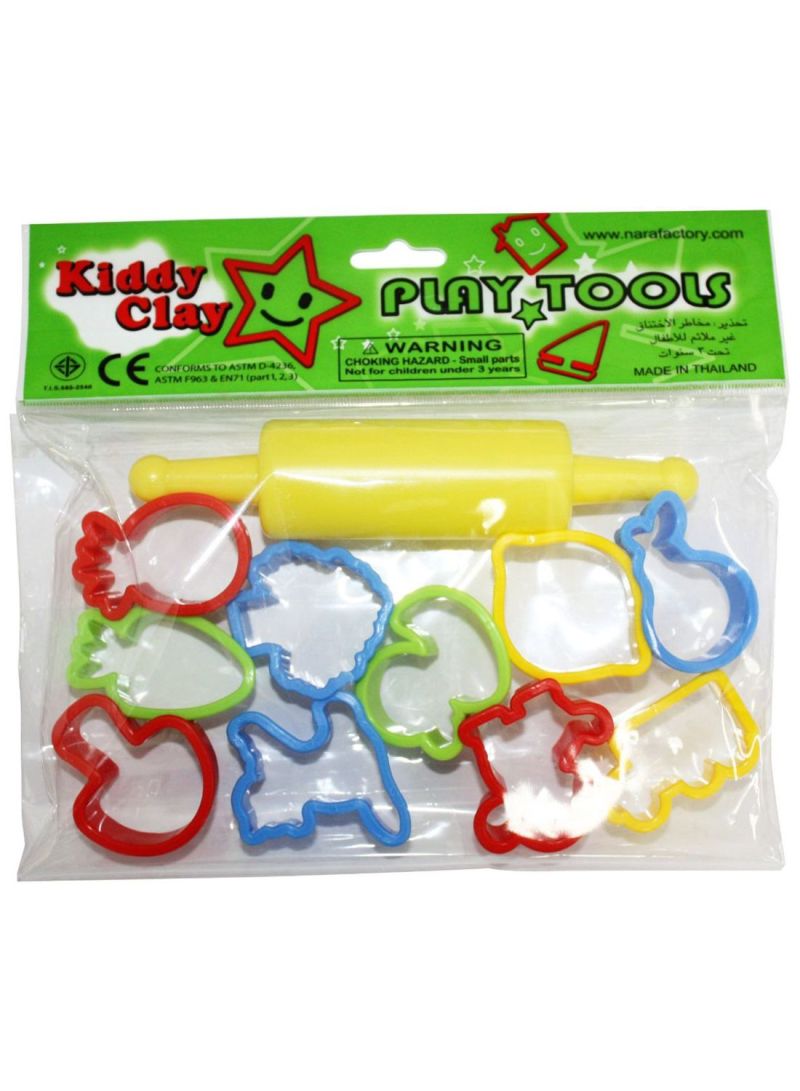 Kiddy Clay 10 small Plastic Molds With 1Roller - Al Masam Stationery LLC Main image