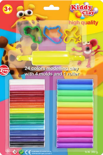 Kiddy Clay 24 Modelling Clay 3 Cutters Set - Al Masam Stationery LLC