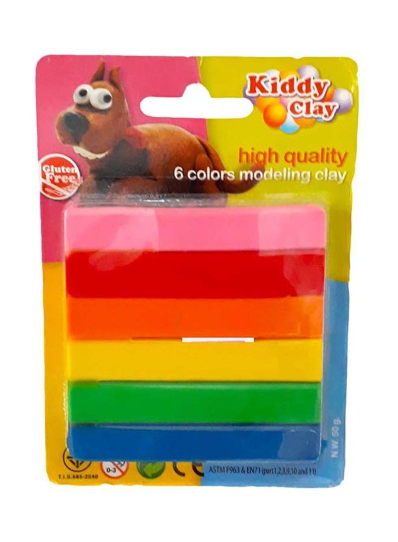Kiddy Clay Modeling Clay Set of 6 Color Flat Sticks and Clay 50g - Al Masam Stationery LLC Main image