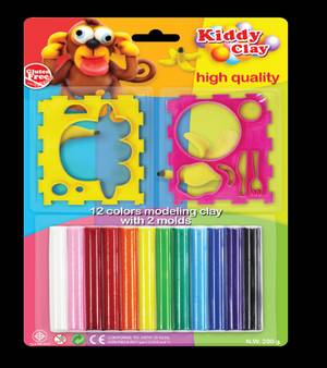 Kiddy Clay Modelling Clay 12 Color and 3 Fix Mold - Al Masam Stationery LLC Main image