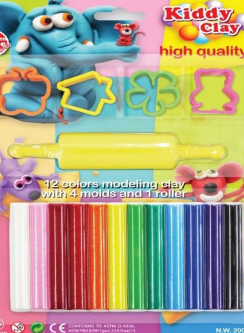 Kiddy Clay Modelling Clay 250gm Set of 12 Colors - Al Masam Stationery LLC Main image