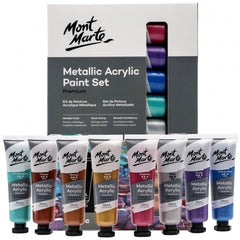 Metallic Acrylic Paint Set Premium 8pc x 36ml (1.2oz) - Al Masam Stationery LLC