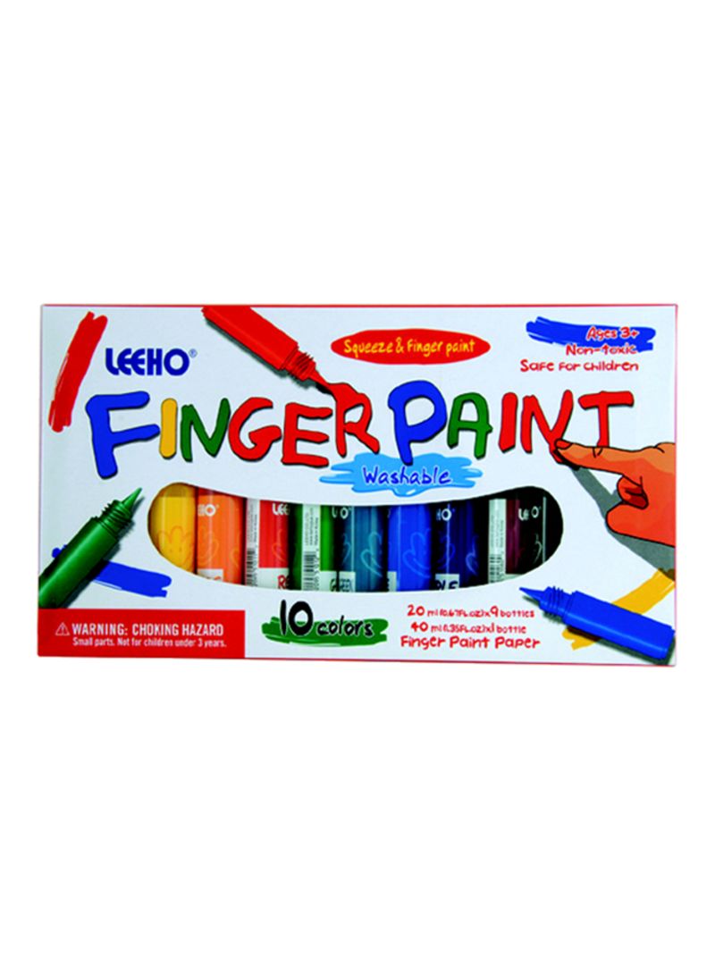 Leeho Finger Paint 20ml Set of 10 Colors - Al Masam Stationery LLC Main image