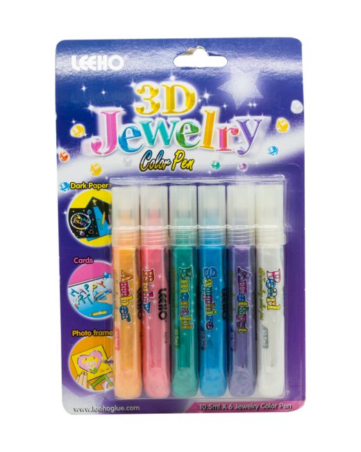 Leeho Glue 3D Jewlery 10.5ml Set of 6 - Al Masam Stationery LLC Main image