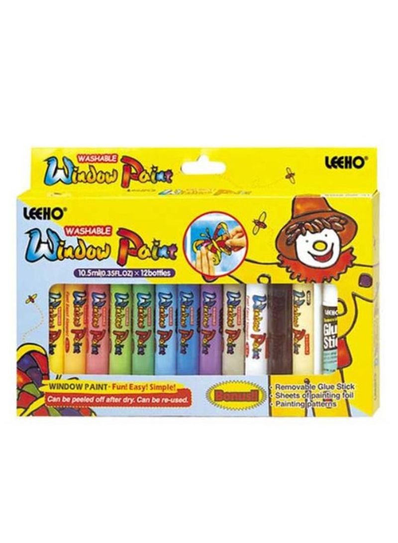 Leeho Window Paint 10.5gm Set of 12 Colors - Al Masam Stationery LLC Main image