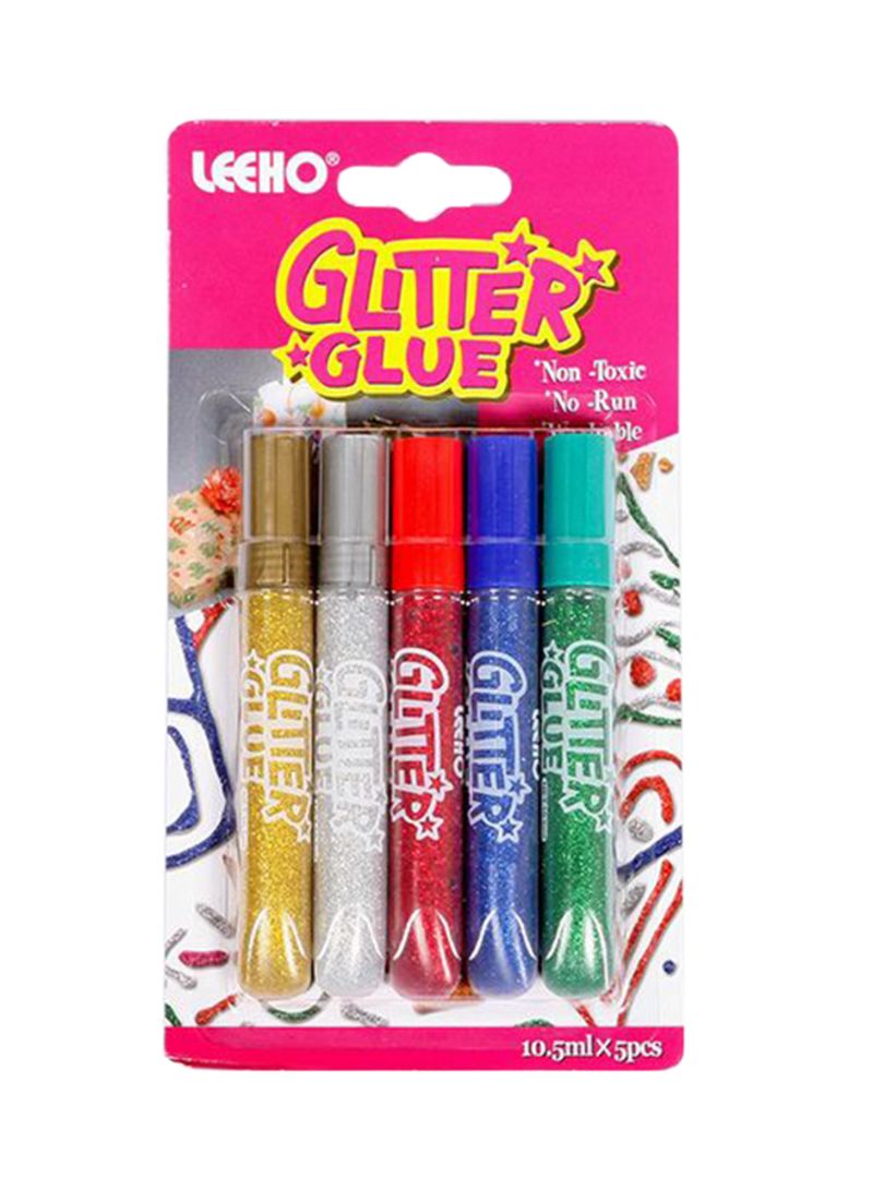 Leeho Glitter Glue 10.5ml Set of 5 Colors - Al Masam Stationery LLC Main image