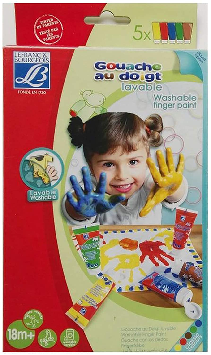 Lefranc & Bourgeois 5 x 80 ml Finger Paint Set Classic - Al Masam Stationery LLC Main image