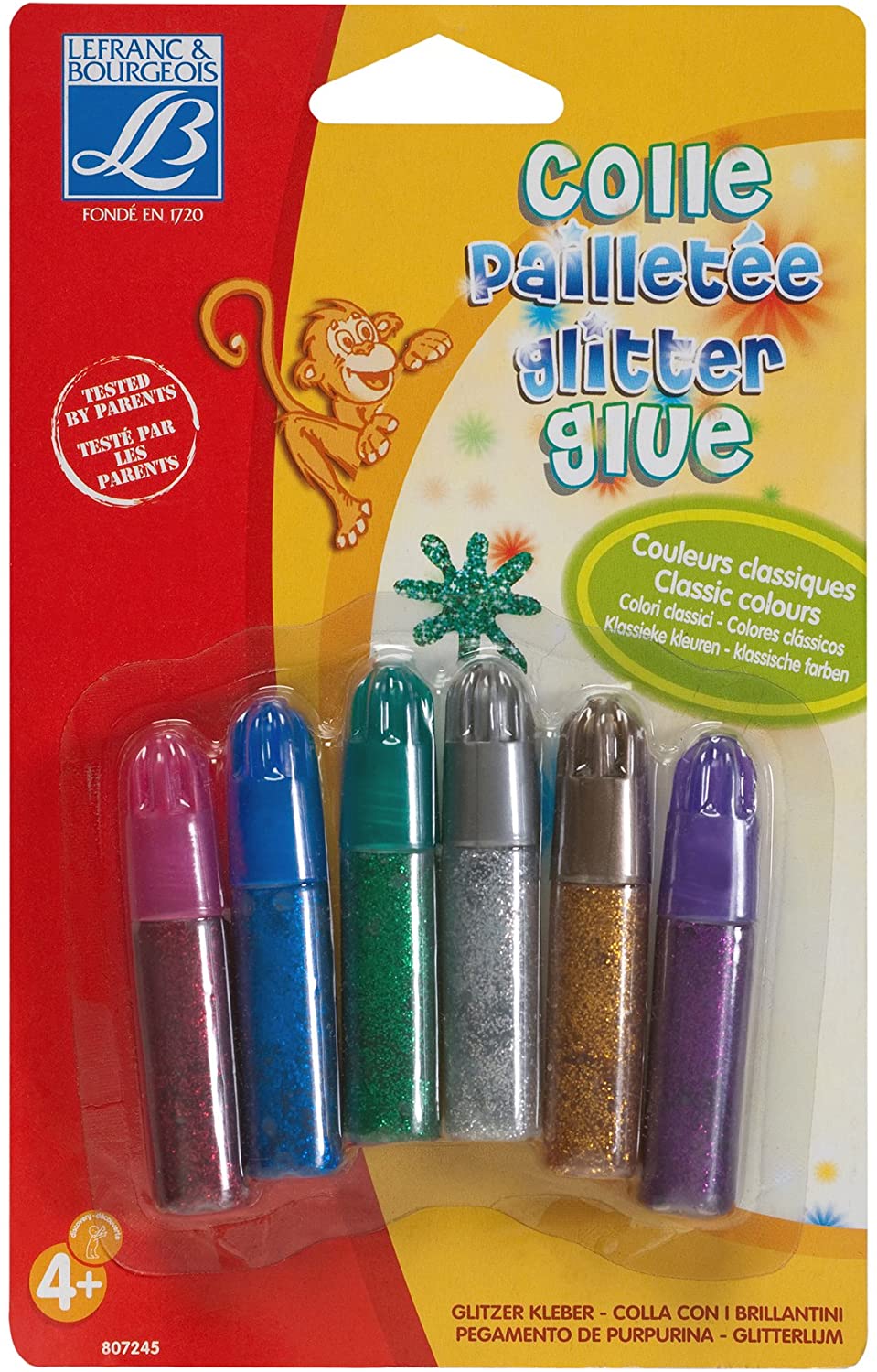 Lefranc & Bourgeois 807245 Glitter Paint Children's Multi-Coloured 7.6 x 4.8 x 14 cm - Al Masam Stationery LLC Main image