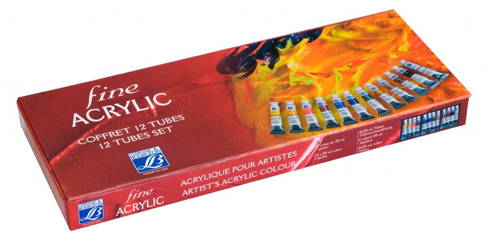 Lefranc & Bourgeois Fine Acrylic Colors Set Assortment of 12 tubes 20ml - Al Masam Stationery LLC Main image