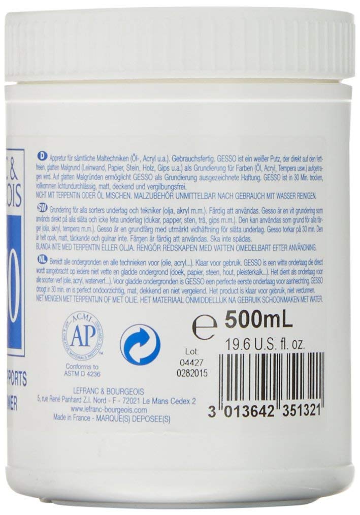 Lefranc & Bourgeois Gesso 500ml Jar Secondary image