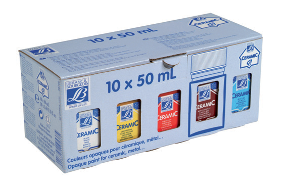 Lefranc & Bourgeois Opaque Cold-Ceramic Paint Colors - Set of 10*50ml Asstd bottles - Al Masam Stationery LLC Main image
