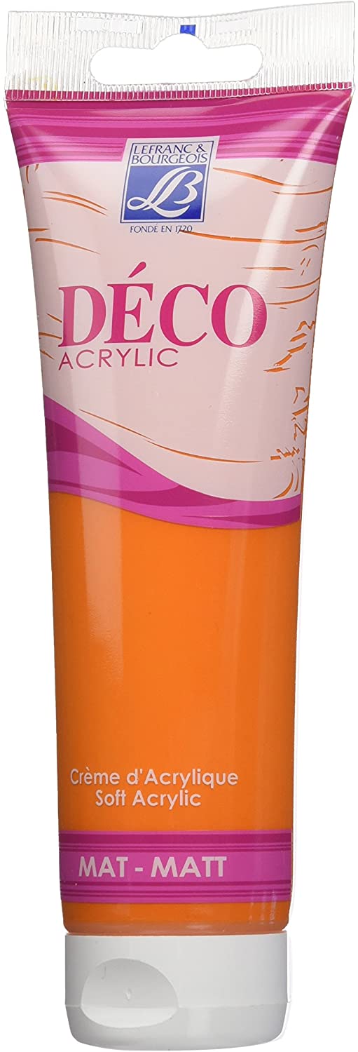 Lefranc & Bourgeois acrylic paint, tangerine, 120ml tube - Al Masam Stationery LLC