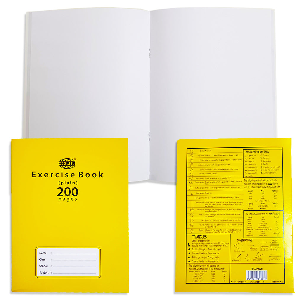 FIS® EXERCISE BOOK 200 PAGES PLAIN - Al Masam Stationery LLC