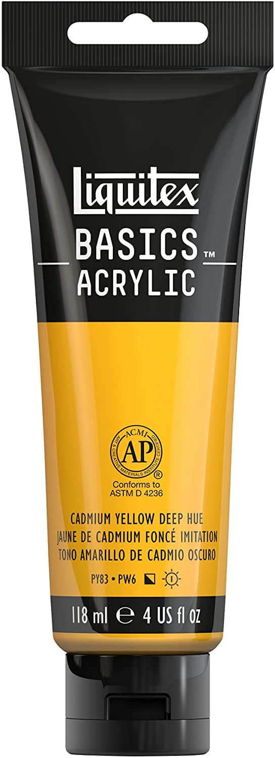 Liquitex BASICS Acrylic Paint, 4-oz tube, Cadmium Yellow Deep Hue - Al Masam Stationery LLC Main image