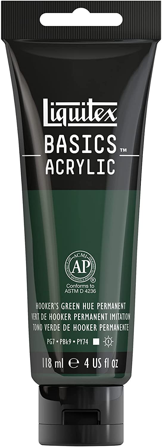 Liquitex BASICS Acrylic Paint, 4-oz tube, Hooker’s Green Hue Permanent, 4 Fl - Al Masam Stationery LLC Main image