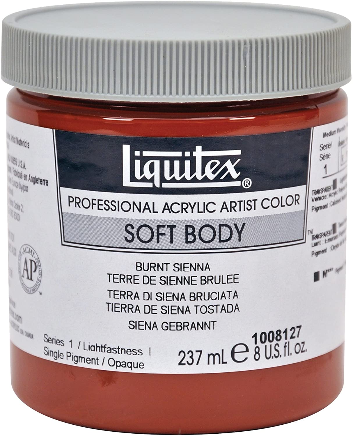Liquitex Professional Soft Body Acrylic Paint 8-oz jar, Burnt Sienna - Al Masam Stationery LLC Main image
