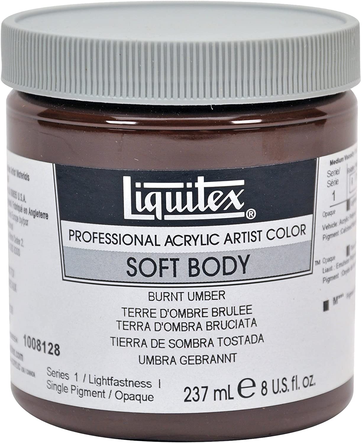 Liquitex Professional Soft Body Acrylic Paint 8-oz jar, Burnt Umber - Al Masam Stationery LLC Main image