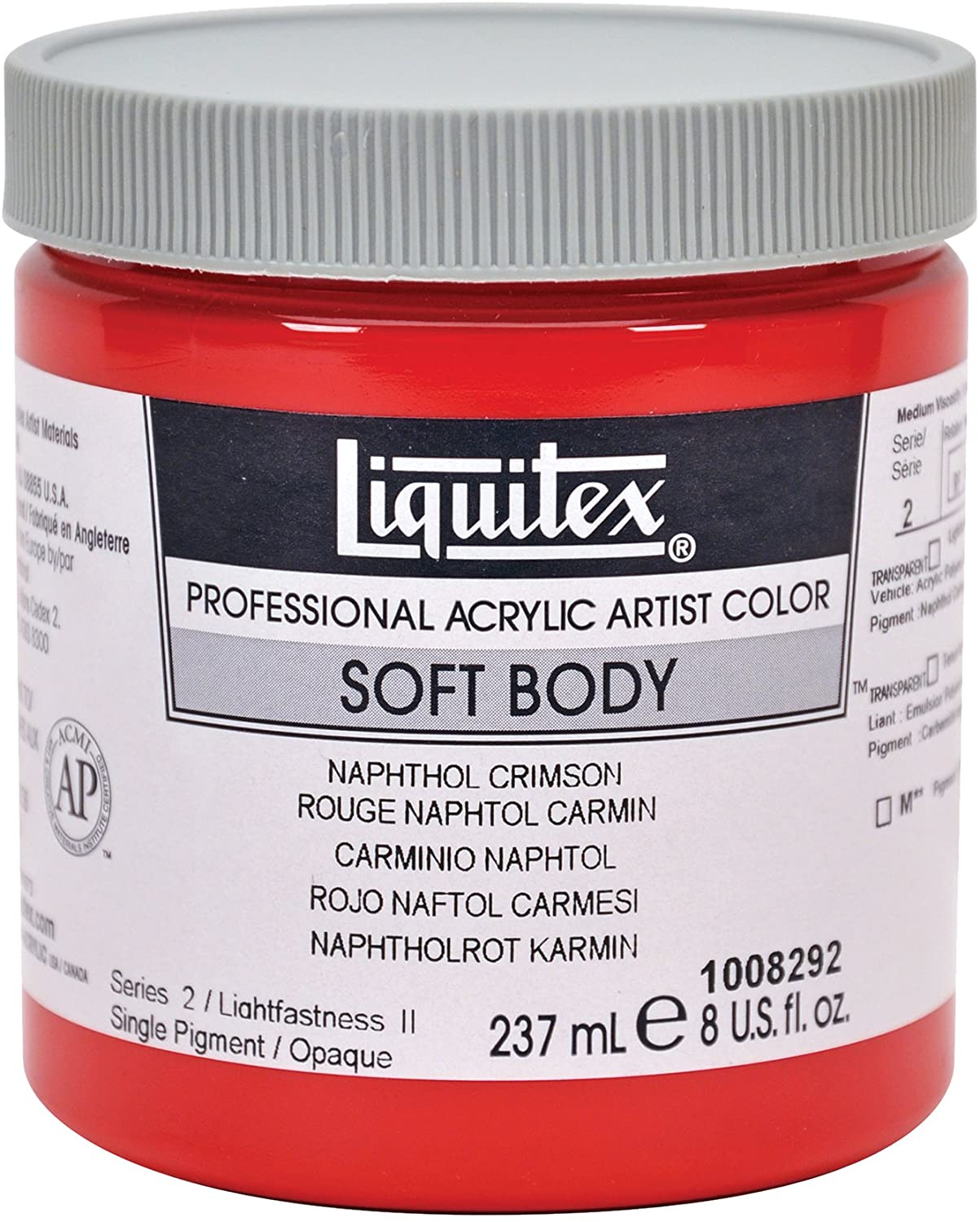 Liquitex Professional Soft Body Acrylic Paint 8-oz jar, Naphthol Crimson - Al Masam Stationery LLC Main image
