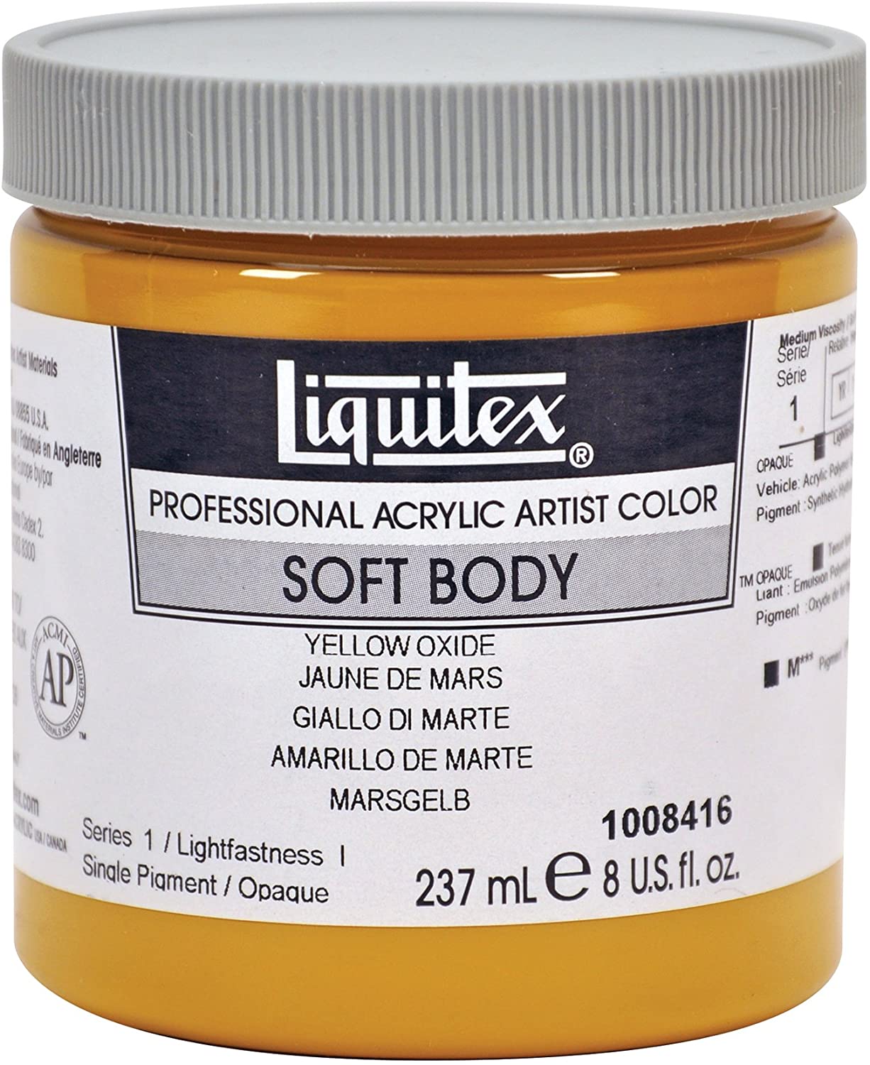 Liquitex Professional Soft Body Acrylic Paint 8-oz jar, Yellow Oxide - Al Masam Stationery LLC Main image