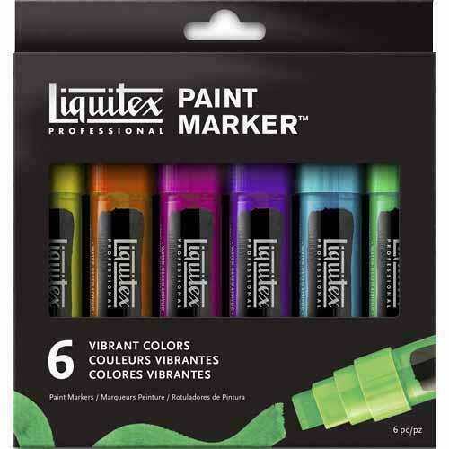 LIQUITEX PAINT MARKER WIDE 6 SET VIBRANT - Al Masam Stationery LLC Main image