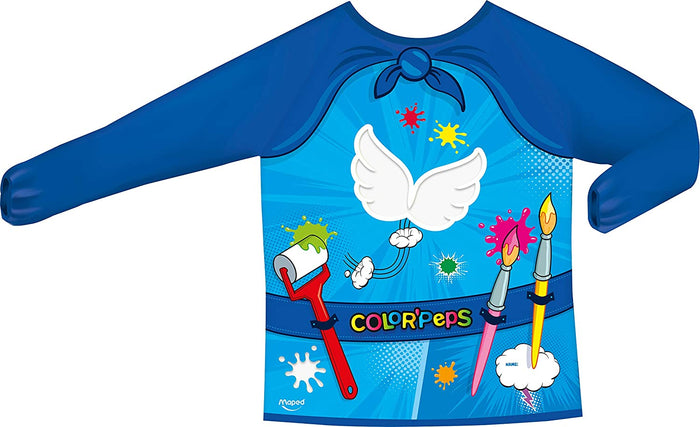Maped Color Peps Super Heroes painting apron for kids, featuring colorful superhero designs, made of durable fabric for children 4+