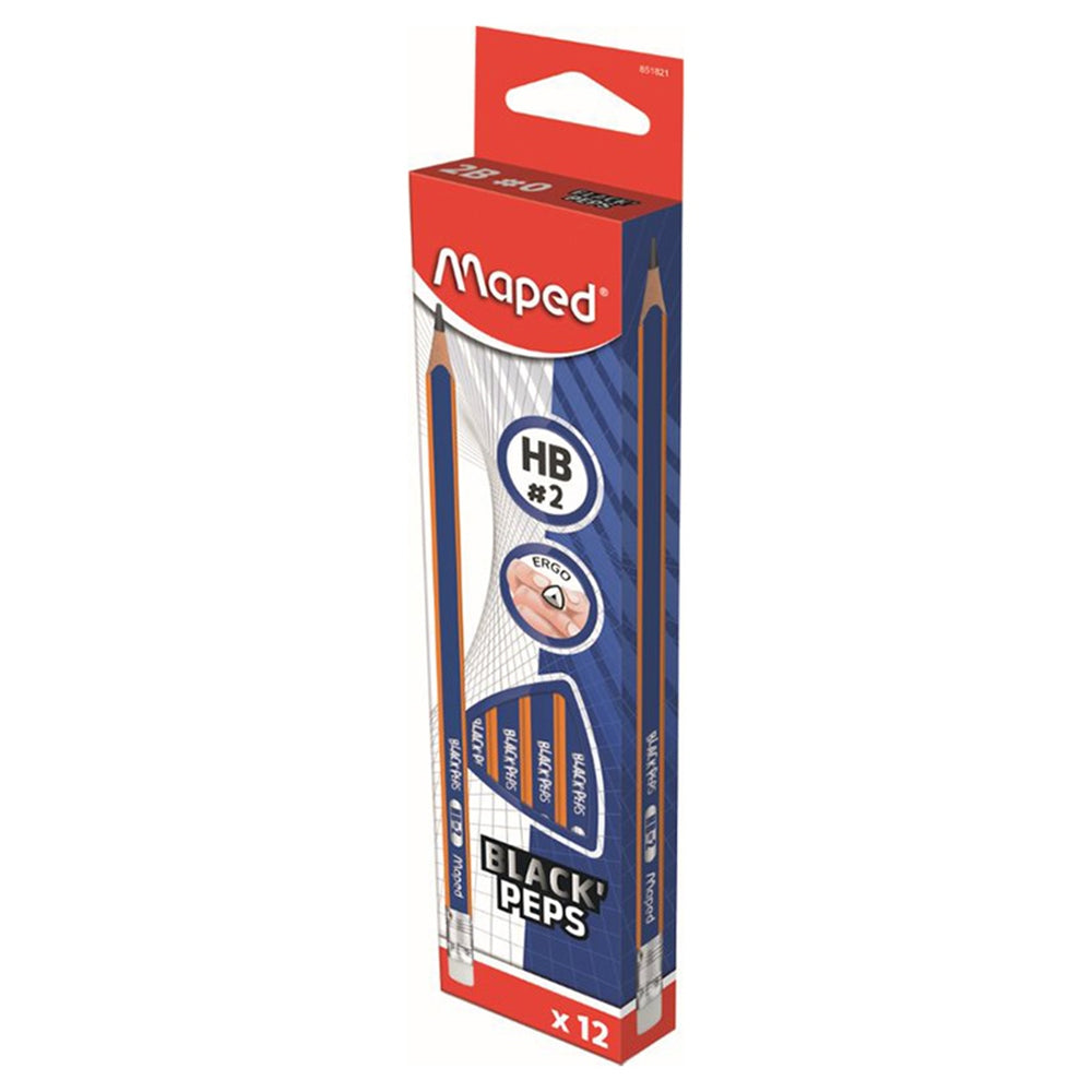 Maped Black Peps HB Pencil with Eraser Navy 12 Pcs - Al Masam Stationery LLC Main image