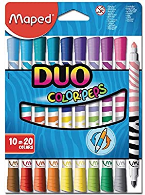 Maped Color Peps double-ended felt tip markers in assorted colors, 10-pack with vibrant, reversible tips for versatile coloring and drawing. Main image