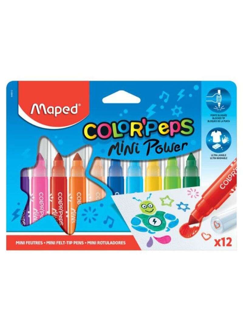 Maped Color Peps Felt Tip Mini Jumbo 12 color - Al Masam Stationery LLC Main image