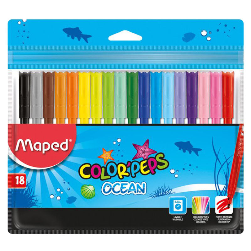 Maped Color Peps Felt Tip Ocean Pack 18 Colors - Al Masam Stationery LLC Main image