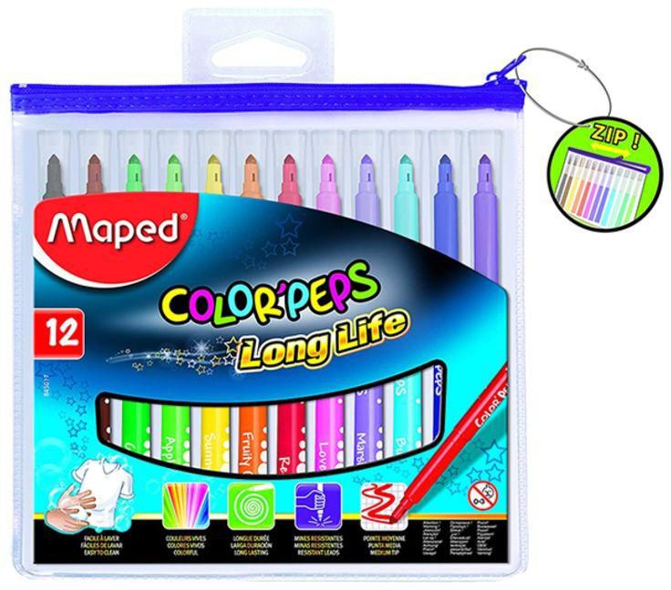 Maped Color Peps Felt Tips 12Color Zip Bag - Al Masam Stationery LLC Main image