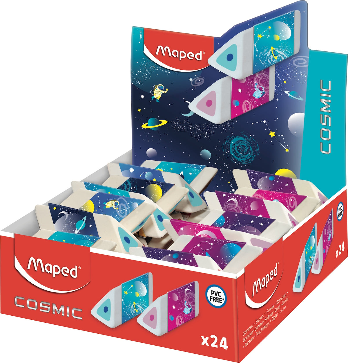 Maped Cosmic Pyramid Shaped Eraser White and Pink - Al Masam Stationery LLC Main image