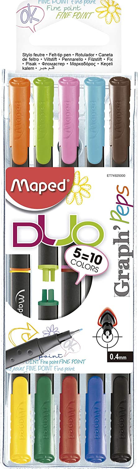 Maped Graph'Peps Fineliner DUO Pack of 5pcs - Al Masam Stationery LLC Main image