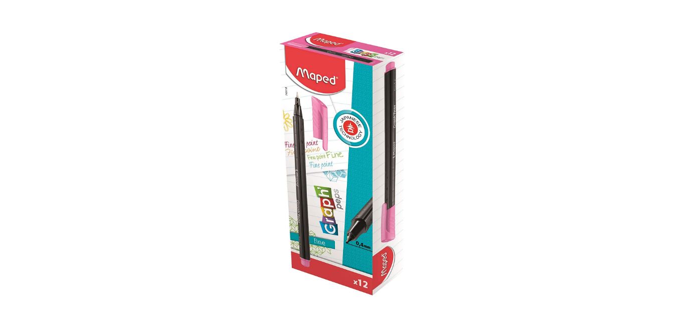 Maped Graph'Peps Fineliner Pink Lovely Box of 12Pcs - Al Masam Stationery LLC Main image
