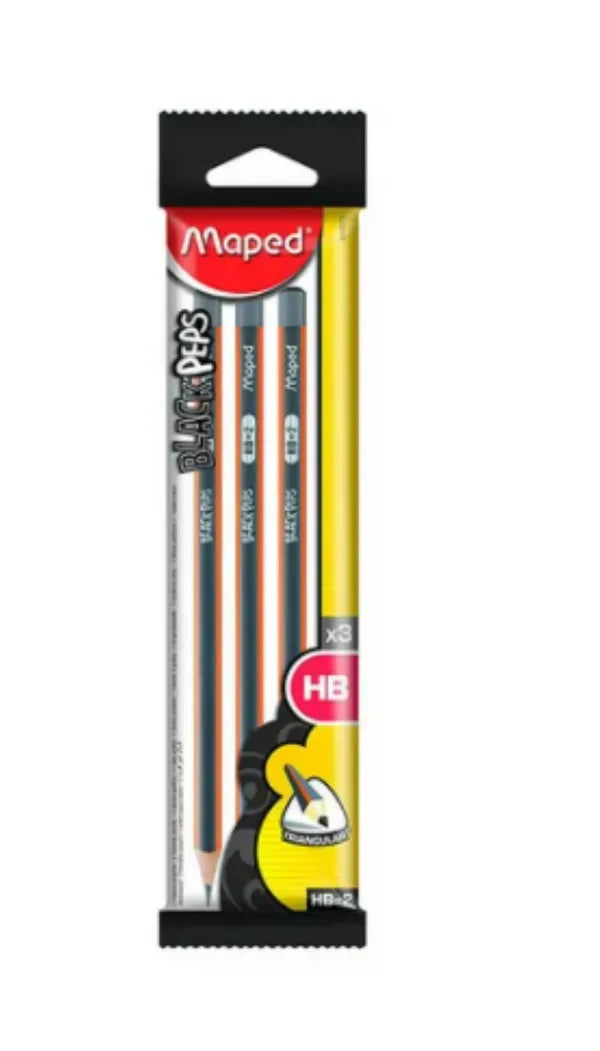 Maped Graphite HB Pencil Black 3 Pcs - Al Masam Stationery LLC Main image