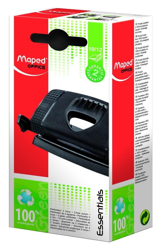 Maped Punch with 10/12 sheet capacity, essential recycled paper punch for office and craft use.